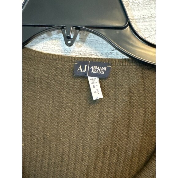 Armani Jeans V-Neck Buttoned Side Sweater Brown S - Picture 2 of 4